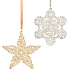 2024 Sterling Silver Star and Snowflake Ornament Set