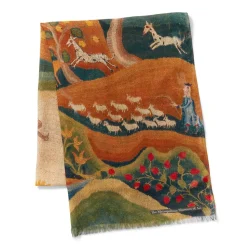 American Folk Art Landscape Oblong Scarf