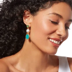 Ancient Mixed Motifs Glass Triple-Drop Earrings