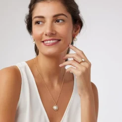 Celestial Symbols Carved Mother-of-Pearl Coin Hoop Earrings