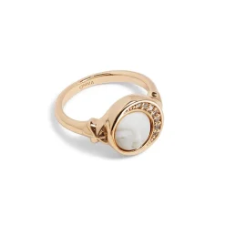 Celestial Symbols Carved Mother-of-Pearl Signet Ring