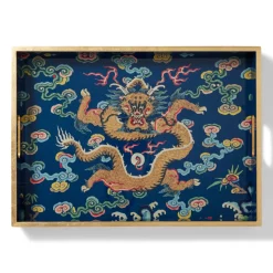 Chinese Dragon Rank Badge Lacquer Tray