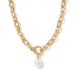 Cypriot Twist Pearl Chain Pendant Necklace
