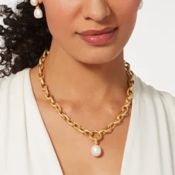 Cypriot Twist Pearl Chain Pendant Necklace