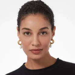 Cypriot Twist Pearl Chain Pendant Necklace and Triple-Hoop Earrings Set