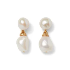 Cypriot Twist Pearl Double-Drop Earrings
