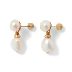 Cypriot Twist Pearl Double-Drop Earrings