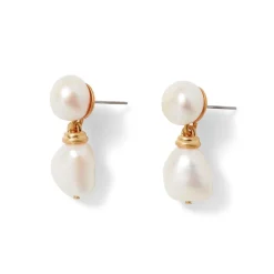 Cypriot Twist Pearl Double-Drop Earrings