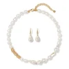 Cypriot Twist Pearl Necklace and Drop Earrings Set
