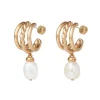 Cypriot Twist Pearl Triple-Hoop Earrings