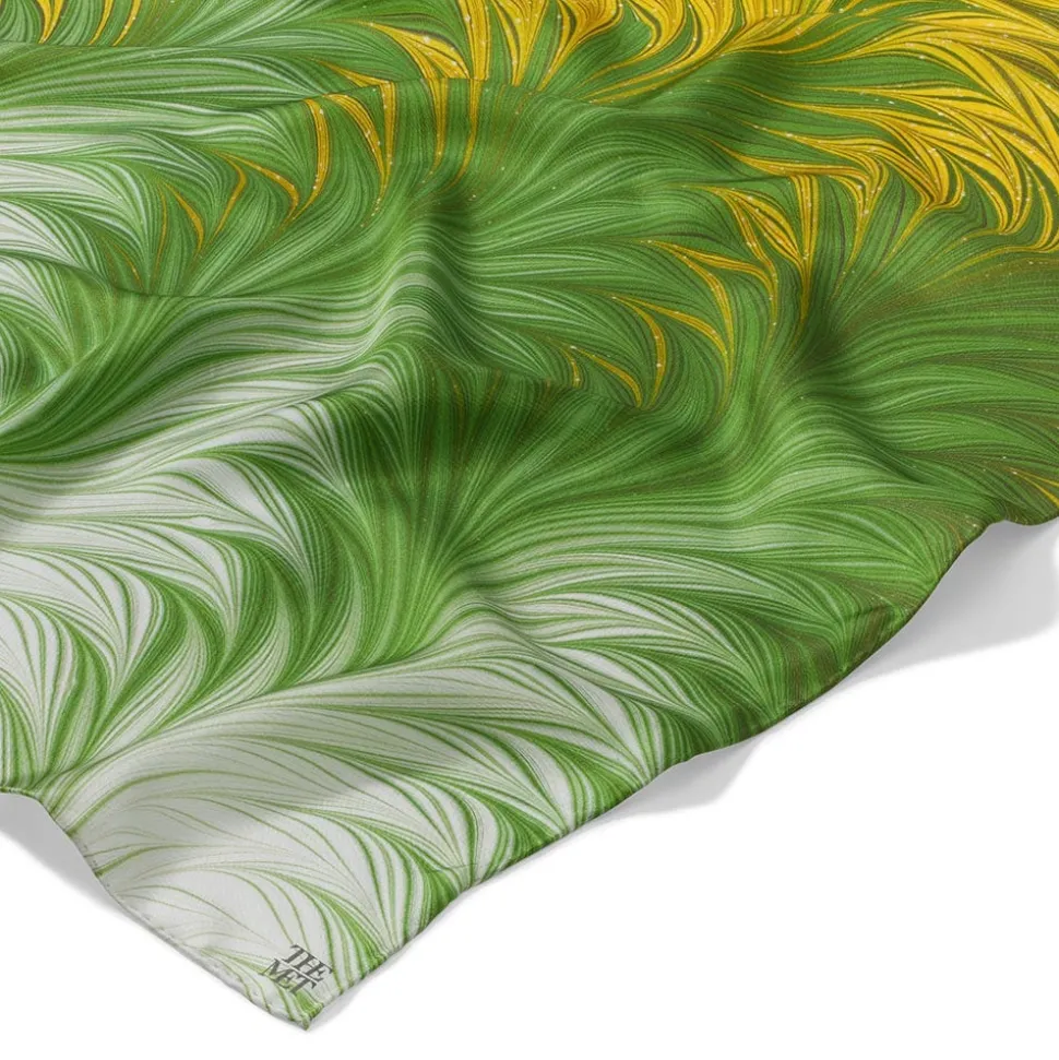 Daisy Garden Marbled Paper Oblong Silk Scarf