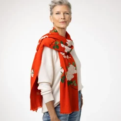 Edo Blossoms and Butterflies Embroidered Shawl