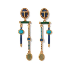 Egyptian Heart Scarab Chandelier Earrings