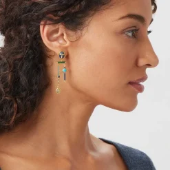 Egyptian Heart Scarab Chandelier Earrings