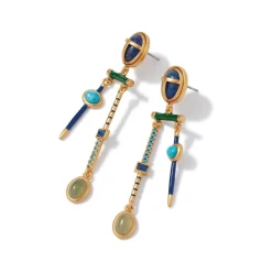 Egyptian Heart Scarab Chandelier Earrings