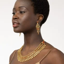 Egyptian Nefer Amulet Red Jasper Collar Necklace