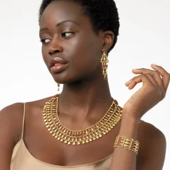 Egyptian Nefer Amulet Red Jasper Ladder Bracelet