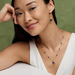 Etruscan Lapis Double-Drop Earrings