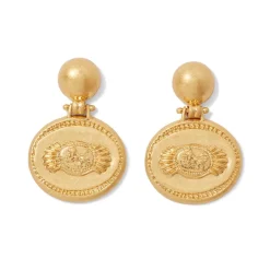 Etruscan Lion Drop Earrings