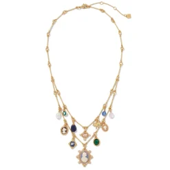 European Cameo Charm Necklace and Drop Earrings Set