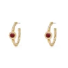 Garnet Cabochon Twisted Hoop Earrings