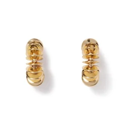Golden Disc Huggie Earrings