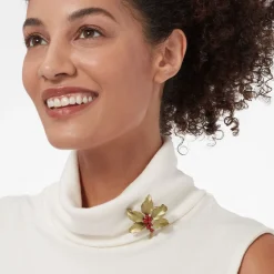 Holly Berry Jade Brooch