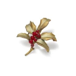 Holly Berry Jade Brooch
