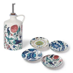 Iznik Garden Oil Cruet and Dipping Bowl Set