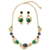 Japanese Imari Collar Necklace and Linear Drop Earrings Set