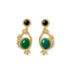 Japanese Imari Collar Necklace and Linear Drop Earrings Set