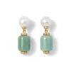 Karavas Gems Aventurine and Pearl Drop Earrings