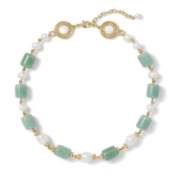 Karavas Gems Large-Bead Aventurine and Pearl Necklace