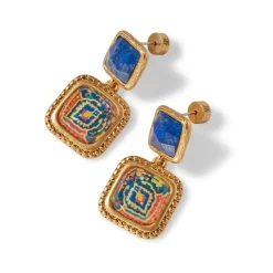 Kashan Carpet Square Drop Earrings