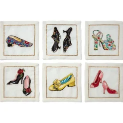Kim Seybert Embroidered Shoes Linen Cocktail Napkin Set