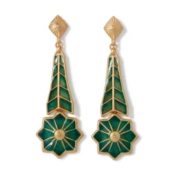 Lotus Pagoda Plique-à-Jour Long Drop Earrings