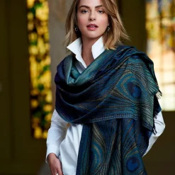 Louis C. Tiffany Peacock Feather Wool-Blend Shawl