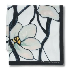 Louis C. Tiffany White Magnolia Oblong Silk Scarf