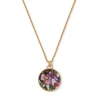 Magnolias and Irises Enamel Pendant Necklace