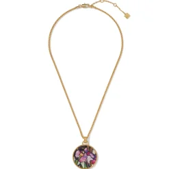 Magnolias and Irises Enamel Pendant Necklace