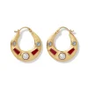 Medieval Stone Crescent Hoop Earrings