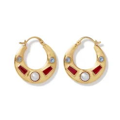 Medieval Stone Crescent Hoop Earrings