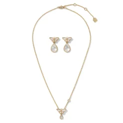 Meiji Butterfly Pendant Necklace and Drop Earrings Set