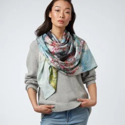 Monet Blooms Double-Sided Square Silk Scarf