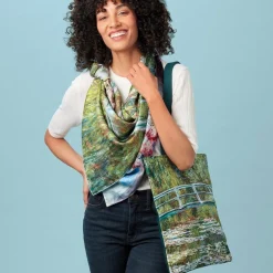 Monet Blooms Double-Sided Square Silk Scarf
