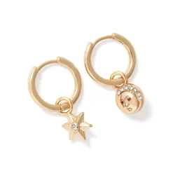 Moon and Star Hoop Earrings