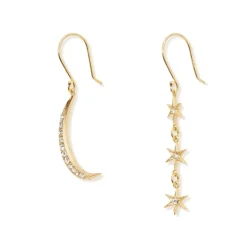 Moon and Stars Drop Earrings