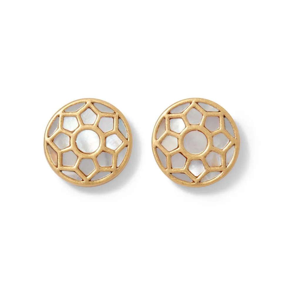 Mother-of-Pearl Mosaic Stud Earrings