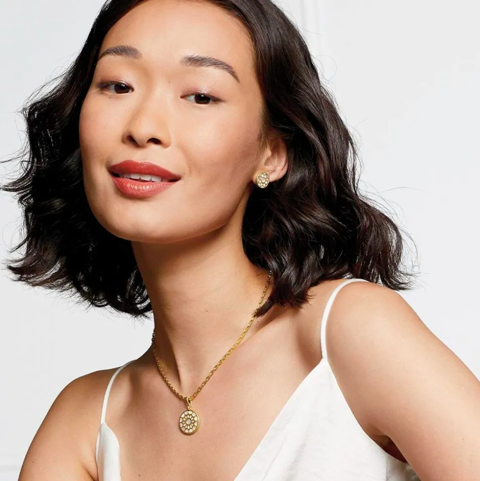 Mother-of-Pearl Mosaic Stud Earrings