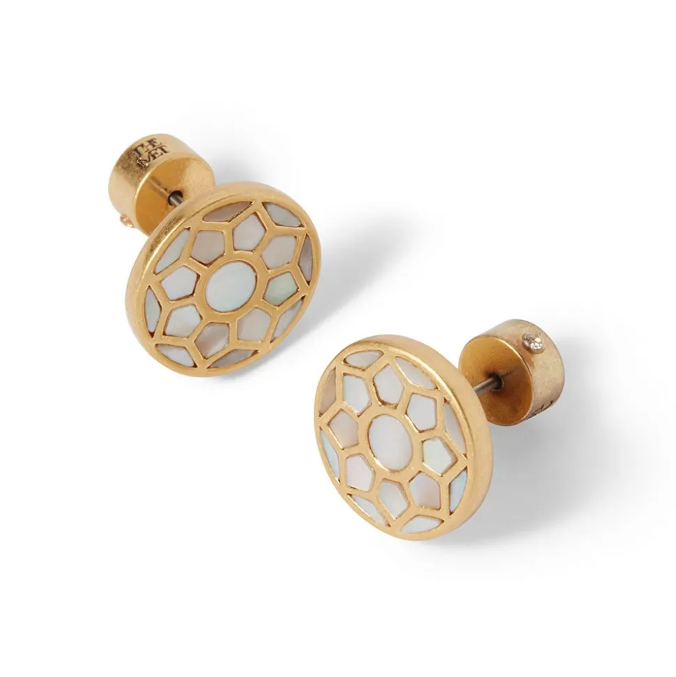 Mother-of-Pearl Mosaic Stud Earrings